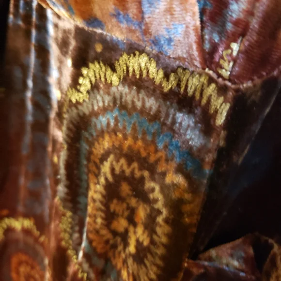 NWT 2OH THREADS & 2 OLD HIPPIES BROWN GOLD NAVY BLUE BOHO GYPSY RAYLON AND SILK - Picture 5 of 8